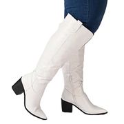 Journee Collection Riding Boots Womens Therese Stacked Heel 9 Bone White