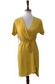 Babaton Aritzia Womens Wrap Dress Short Sleeve Yellow XXS