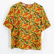 LAUREN LEE Black Orange Vintage 1990's Floral T-shirt