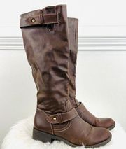 Natural Soul by Naturalizer Brown Leather Flexible Knee High Riding Boots ~ 6.5M