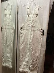 Dickies‎ Womens Juniors Relaxed Fit Bib White Denim Jumper Jeans Overalls Small