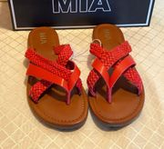 Corben Braided Red Flip Flop Flat Sandals 7.5