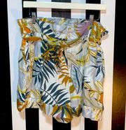 Tropical Pattern Linen Paperbag Style Belted Shorts Woman’s XL 12/14 EUC