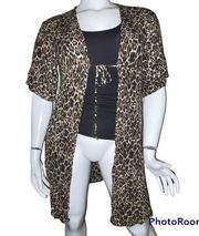 Adam Levine leopard print tie front kimono