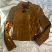 Express Women's Genuine Suede Leather Lined Biker Zip Jacket, Size XS Has Tags
