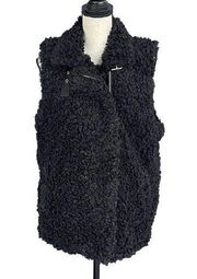 INC X-Large Faux Fur Vest Full-Zip Sleeveless Lined Pockets Collared Black New