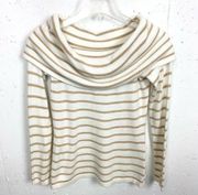 Lilly Pulitzer Christin Off The Shoulder Sweater Cashmere Blend Tan Stripe XS