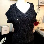 Mudd black silver glitter short sleeve sweater