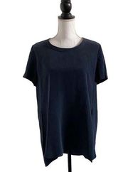 Orvis Silk Tunic Top Short Sleeve Navy Blue Women’s Size Medium 10/12