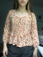 Orange Floral Long Sleeve