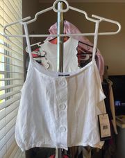 White Linen Tank Top