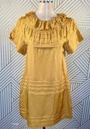 Marc Jacobs Mustard Yellow Silk Ruffle Dress