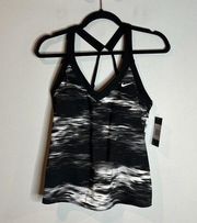 NWT Nike Nessa black and white swim tankini top