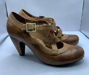 Miz Mooz Brown Leather Derby Style Heeled SOHO Mary Jane Shoes Size 9