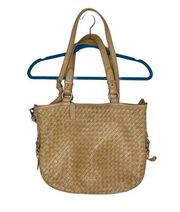 Cole Haan Woven Leather Tan Large Tote Bag Purse