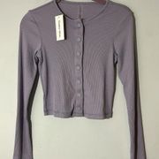 Outdoor Voices CozyRib Cropped Cardigan in Earl Grey Women's Size Small NWT!