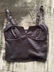 Satin Black Crop Top