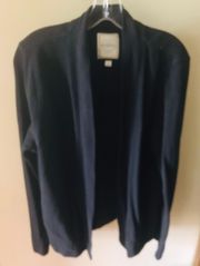 Black Cotton Open Front Cardigan. XL But Fits Most Sizes