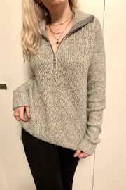 Quarter Zip Oversized Knit Blue Gray Cozy Winter Sweater