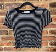 Heart & Hips Black Striped Short Sleeve Crop Top Women's Size Small