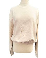 Good American Boyfriend Crew Neck Pullover Sweatshirt Cream Size 1 / Small GA19