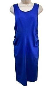 Armani Collezioni Blue Side Ruched Sleeveless Dress