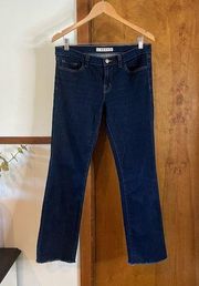 J BRAND | Mid-Rise Straight Leg Raw Hem Cropped Jeans Ink Blue Size 31 (32x29)