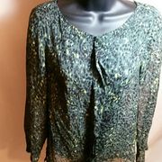 NWOT Reiss Gray Leopard Silk Blouse Sz 2