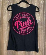 PINK Victorias Secret Black Hot Pink Muscle Tank Top, XS