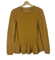 Antonio Melani Mustard Yellow Cashmere Peplum Hem Sweater S