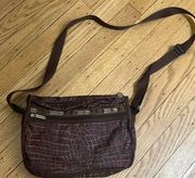 LESPORTSAC nylon brown printed crossbody purse