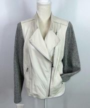 Rebecca Taylor lamb leather and wool blend Moto style zip front jacket s…