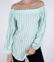 CATHERINE Catherine Malandrino Light Blue Off the Shoulder Blouse Size Small