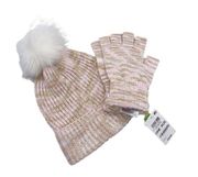 NWT hat and glove set ivory neutral tan pink Style & Co