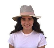 Nordstrom Hat Womens One Size Grey Combo Pink Straw Fedora New