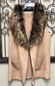 Rosette  sleeveless faux fur faux suede Vest