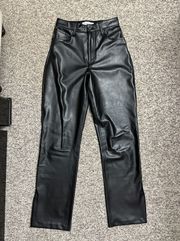 Abercrombie & Fitch Curve Love Vegan Leather Ultra High Rise Straight Pant