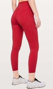 Lululemon  Fast and Free High Rise Tights Dark Red Leggings 14 Nwt