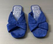 DV Dolce Vita Blue Addie Microsuede Knotted Slide Sandals Faux Suede size 9