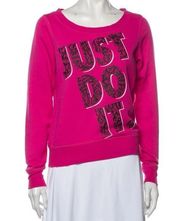 NIKE Graphic Print “JUST DO IT” Scoop Neck Sweatshirt Sweater Pink Size S EUC