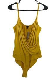 NWT J. Crew Yellow Spaghetti Strap Wrap Bodysuit Large Adjustable Straps