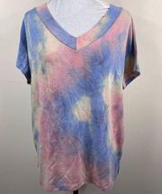 White Birch Tie-Dye V Neck Tunic T-Shirt