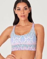 Onzie Sacred Snake Print Strappy Sports Bra Yoga Bra Blue/Pink Size M/L