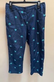 vintage blue cropped bee pants