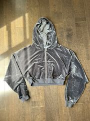 Grey Velvet crop hoodie 