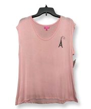 Womens Sleepwear Tank Pink Scoop Neck Sleeveless Pullover M New