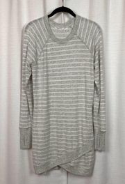 Athleta Gray&White Stripe Criss Cross Sweatshirt Dress Sz.S