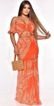Luxxel When in Cabo Sexy Cutout Miami Vibes Smocked Bodice Flowy Maxi Dress M