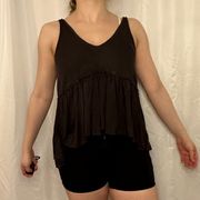 Urban Outfitters  Black Babydoll Ruffle Tank - S