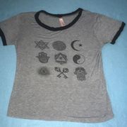 LUNA CHIX celestial short sleeve stretchy crewneck lightweight top size S